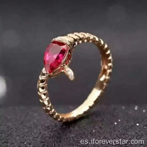 Último oro de 18k con anillo de dedo rubí